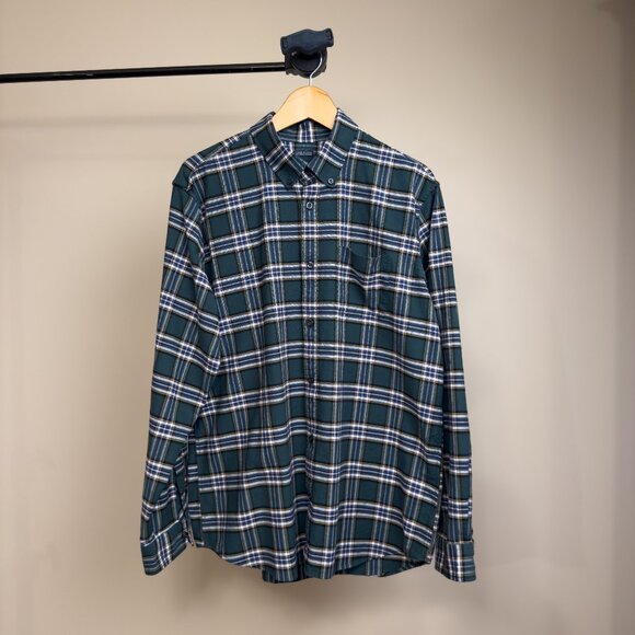 GAP Green/Yellow/Black/White Plaid Button-Up Shirt (Large) - Picture 1 of 4